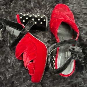 Zara sandals heels studded velvet